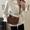 Bolso Retro Texturizado Esmerilado con Borlas Otoño Nueva Moda Bolso Silla de Montar para Viajes Diarios Bolso Cruzado Simple para Hombro para Mujer