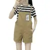 Shorts de Mezclilla Casual con Tirantes de Pierna Ancha para Mujer, Nuevo Estilo Coreano Verano 2026, Corte Holgado, Mono Estudiante Adelgazante