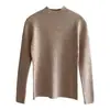 Camisa básica de cuello medio alto negra nueva de punto popular para mujer, otoño e invierno, estilo occidental, manga larga, corte entallado interior.