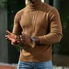 Suéter Cálido de Punto para Hombre Otoño/Invierno Estilo Coreano Corte Delgado Color Sólido Cuello Alto Prenda Base de Punto Ropa Interior Línea de Ropa