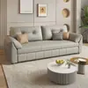 Cama Sofá de Veludo Removível e Lavável, Dupla Finalidade, Dobrável, Integrada, para Apartamentos Pequenos, Estilo Creme, com Armazenamento, Solteiro/Casal, Características de Oferta Especial
