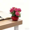 Vaso de Caqui Pronto para Uso do Fabricante Pequeno Vento Crisântemo Flor Artificial Vaso de Flores Decoração de Varanda Pátio Margarida Flor Falsa Ornaments de Bonsai