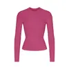 Camiseta de Manga Comprida Camiseta Feminina de Manga Comprida Modeladora de Corpo Gola Redonda Justa Camada Base Feita Sob Medida