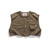 2024 Verão Novo Patch Bolsa Colete de Meio Comprimento Masculino Estilo Japonês Retro All-match Moda Marca Colete de Gola Redonda Jaqueta para Homens