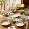 Juego de vajilla de cerámica estilo japonés, cuencos y platos con decoración bajo vidriado, cuencos de arroz para uso doméstico, platos de cena de alta gama, cuencos para fideos, cuencos para ensalada, cuencos para sopa