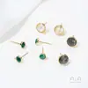 Brincos de Pedra Olho de Gato Multifacetada Brilhante Banhados a Ouro 14K Color-Preserving Malaquita com Argola Pendurada Materiais de Acessório para Brincos Feitos à Mão DIY