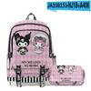 3D Nuevo Producto Impreso Periférico Sanrio Kuromi Kuromi Mochila Escolar Estuche de Lápices de Doble Capa Traje de Dos Piezas