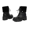 Botas Martin versátiles de color liso para exportación, botines cruzados para mujer de otoño/invierno, botas impermeables de plataforma con tacón alto y punta redonda, botas para mujer de talla grande