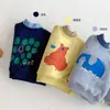 Moletom Infantil de Desenho Animado, Esquerda e Direita, Estilo Coreano de Inverno para Meninos, Gola Meio Alta, Suéter Grosso, Roupa de Inverno para Bebê