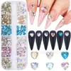 Nuevos productos semiacabados de joyería para uñas de diamante de pelo Súper Brillante Corazón Torcido Diamante rectangular bola de diamante hecha a mano Traje de diamantes para uñas de perla