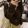 Nuevo Suéter de Punto Acanalado con Cuello Polo Estilo Coreano para Mujer Otoño e Invierno, Suéter Pulóver Casual Sencillo para Mujer