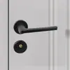 Cerradura Magnética Silenciosa Grande Negra para Puerta de Dormitorio con Manija Separada, Juego de Cerradura para Puerta de Madera, Tipo Universal, Juego Completo