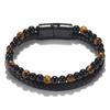 Joyería Personalizada con Fotos, Cuentas de Piedra, Hebilla Magnética de Cuero, Pulsera Tejida a Mano de Ojo de Tigre y Obsidiana Fábrica