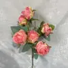 Decorações de Mesa de Jantar para Casa com 7 Peças em Estilo Rústico com Pequenas Rosas de Floco de Neve, Flores Artificiais Estilo Jardim de Monet para Casamentos