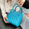 Bolso Tote Nicho Estilo Coreano 2024 Principios de Otoño Nuevo Bolso de Mujer Dopamina Personalizado Bolso Pequeño Bolso de Mano Rómbico Calado