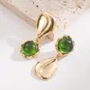 Brincos Pendentes Heming Jewelry Estilo Barroco Retrô com Pedra Olho de Gato em Forma de Gota para Mulheres, Brincos de Design de Nicho de Luxo Leve