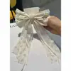 Pinza para el Cabello con Lazo de Cinta Floral de Gasa Estilo Hada Temperamento Suave Pinza para Recoger la Mitad del Cabello Pinza Superior Pinza de Resorte Accesorio para el Cabello