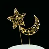 Enfeite de bolo lua e estrela três-dimensional Ferro estrela de cinco pontas Cartão de decoração de bolo de aniversário Bandeira de inserção Acessórios de panificação