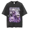 Camiseta Anime Jujutsu Kaisen Lavagem Vintage Camiseta Gojo Sat