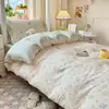 Conjunto de Roupa de Cama INS Estilo Fresco 100% Algodão Quatro Peças Capa de Edredom Desenho Animado Dormitório Cama Elástica Conjunto de 3 Peças Solteiro/Casal Capa de Edredom Pura Algodão