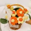 Cesta de Flores Pequeña Transfronteriza de Comercio Exterior Flor Hinchada en Maceta Ramo Tejido Ramo de Rosas Eternas Flor Artificial Decoración de Escritorio