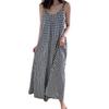 Vestido Verão 2026 Clássico Xadrez Preto e Branco Sem Alças Decote V Ombro a Ombro Ligeiramente Sexy Linha A Barra Irregular