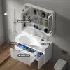 Gabinete de Aluminio tipo Panal para Baño de 40 cm de Ancho con Lavabo Grande Cerámico Integrado para Baños Pequeños, Lavabo con Borde Ultra Delgado