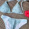 Bikini de tres piezas para mujer estilo ins sexy de Corea del Sur transfronterizo, encaje estilo deseo puro