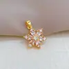 Flor de Seis Pétalas Dourada de Cobre Moda Comércio Exterior Transfronteiriço DIY Joias Zircônia de Cobre Pingente Microcravejado Acessórios