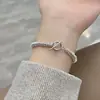 Pulsera Grande de Círculo de Plata Lisa con Diseño Personalizado Estilo Coreano para Mujer con Cierre de Pinza, Pulsera Gruesa de Cadena Entrelazada, Joyería de Moda Tendencia