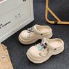 Liquidación 2025 Modelo Nuevo Zapatos de Mujer Cadena Planeta Suela Gruesa Aumentadores de Altura Sandalias de Punta Cerrada Verano Exterior Versátiles Zuecos