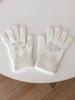 Guantes de Lana Tejida con Pedrería Estilo Japonés y Coreano 2024 para Mujer Otoño e Invierno Lindos de Color Sólido Estudiante Cálidos Guantes de Pelo de Conejo para Mujer