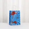 Nueva Bolsa de Compras Transfronteriza Bolsa de Empaque Estampado de Araña Bolsa de Tote de Papel Kraft Bolsa de Regalo para Fiesta Bolsa para Llevar Dulces