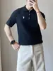 Camisa Polo de Punto de Verano para Hombre 2026, Manga Corta, Corte Ajustado, Diseño de Bordado a Rayas, Camiseta Casual de Negocios con Cuello de Solapa