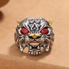 Anillo de tigre Xiao Shan River para hombre y mujer, estilo étnico vintage, con personalidad dominante del zodíaco, anillo ajustable con apertura a la moda.
