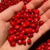 Grande Quantidade de Contas Soltas Naturais de Feijão Vermelho, Contas em Formato de Peixe de Madeira de Redwood, Corrente para Pulseira DIY Feita à Mão, Acessórios com Furo para Feijão Vermelho, Joias