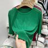 Camiseta Europea de Manga Corta para Mujer Verano Delgada Holgada 2022 Nuevo Estilo Estilo Occidental Manga Media Top para Mujer Siete Mangas Manga Media