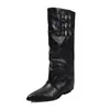 Botas Altas Elegantes con Hebilla Invisible para Aumentar la Altura, Pierna, Otoño Invierno 2026, Gamuza, Tacón Grueso Medio, Punta Fina, de Poner, para Mujer