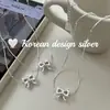 Collar de cuentas con forma de lazo hueco de plata de ley S925, joyería de diseñador coreana de Dongdaemun, estilo dulce, fresco y delicado