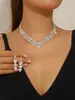 Comercio Exterior Moda Europea y Americana Versátil Collar de Diamantes Florales Joyería Set de 2 Piezas Tendencia Estilo Ins Dulce Temperamento