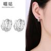 Hee goo E1444 S999 Pendientes geométricos tricíclicos plateados de moda simples, pendientes de temperamento frío para mujer