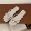 Sandalias para Mujer 2025 Verano Nuevo Estilo Punta Abierta Cuadrada Tira Fina Chanclas para Mujer con Tacón Grueso para Uso en Exteriores