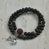 Pulsera de Doble Círculo de Madera de Águila 0.6 Cadena de Mano Portátil con Diseño de Loto de Madera de Boj Estilo Jade para Hombres y Mujeres