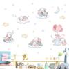 Nuvens de desenho animado elefante fofo dormindo adesivos de parede autoadesivos adesivos de decoração de parede de fundo para quarto infantil BR0804F
