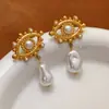 Brincos de Olho com Design Novo 2025 Incrustados com Pérolas Brincos de Aço Inoxidável Conjunto de Brincos Luxo Acessível Joias de Alta Qualidade