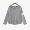 Cárdigan de punto con capucha reductor de edad talla grande estilo otoño 2026 talla grande estilo universitario ropa exterior casual top para mujer 25233
