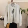 Chaqueta de Cuero Retro Coreana para Mujer 2026 Primavera Nuevo Estilo Diseño Petite Versátil Minimalista Chaqueta de Cuero Top