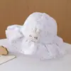 Chapéu de Proteção Solar Infantil, Chapéu de Sol Princesa para Meninas Primavera e Outono, Aba Larga, Chapéu de Pescador Fino de Verão para Bebê Menina