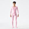 Alta-elástico grande- tamanho unissex full- body macacão gorduroso brilho de seda europeu e americano sexy transparente liso 7076