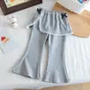 Calça pantalona de renda para meninas 2026 Nova Outono Estilo coreano de bebê Falsa peça dupla Calças casuais Roupas de outono para crianças Calças Tendência